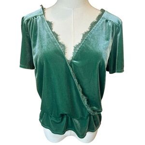 VTG Abercrombie & Fitch Green Velvet Fairy Whimsigoth Top Blouse Women’s Medium